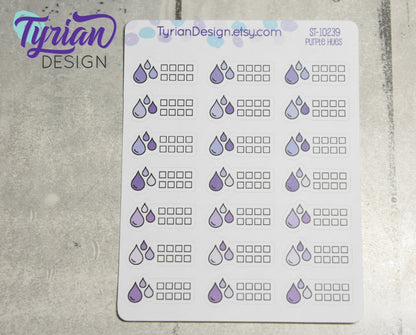 Water Tracking Icon Stickers | 21 Stickers | 1 x .5" each.