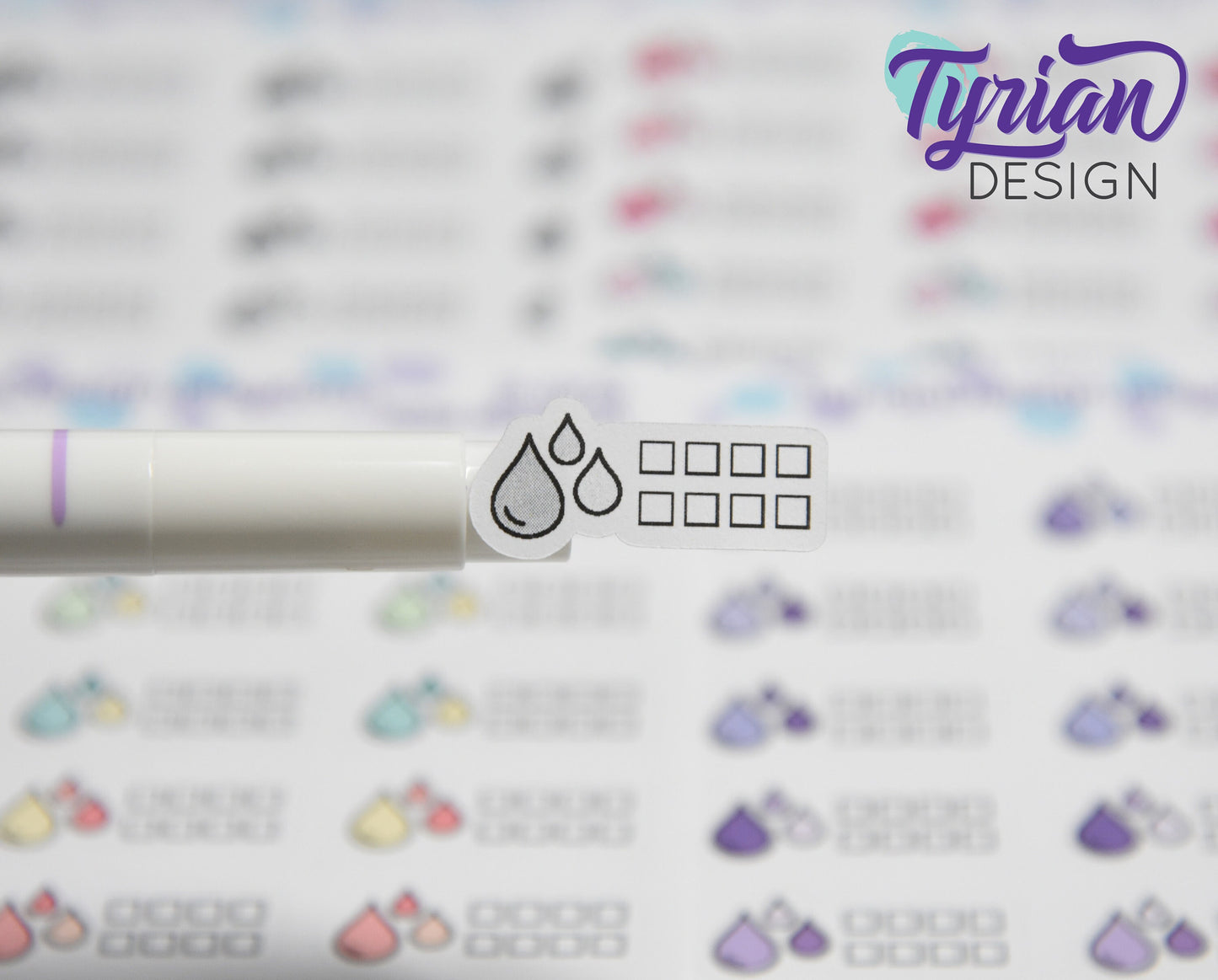 Water Tracking Icon Stickers | 21 Stickers | 1 x .5" each.