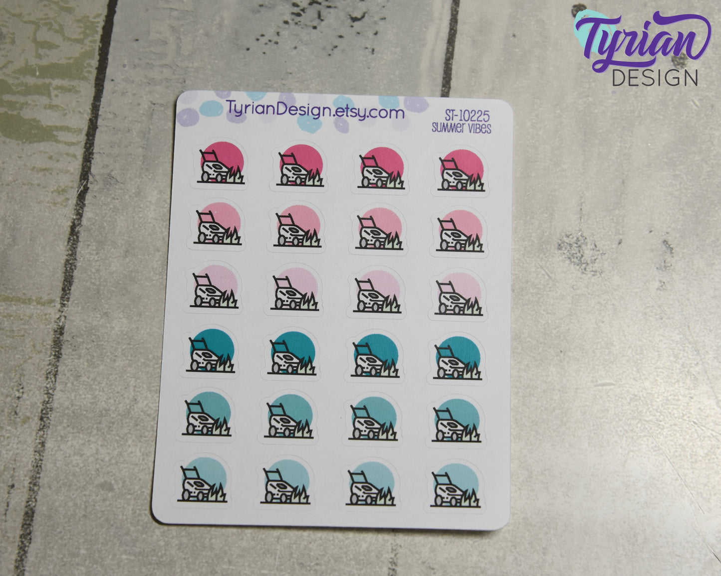 Lawn Mowing Icon Stickers | 24 Stickers |  .6 x .6" each.