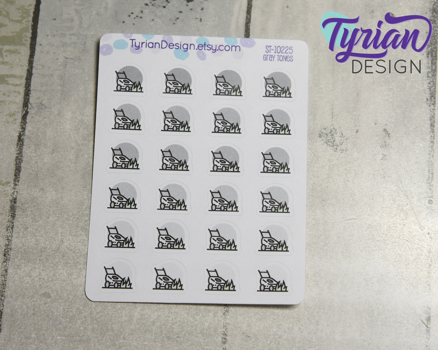 Lawn Mowing Icon Stickers | 24 Stickers |  .6 x .6" each.