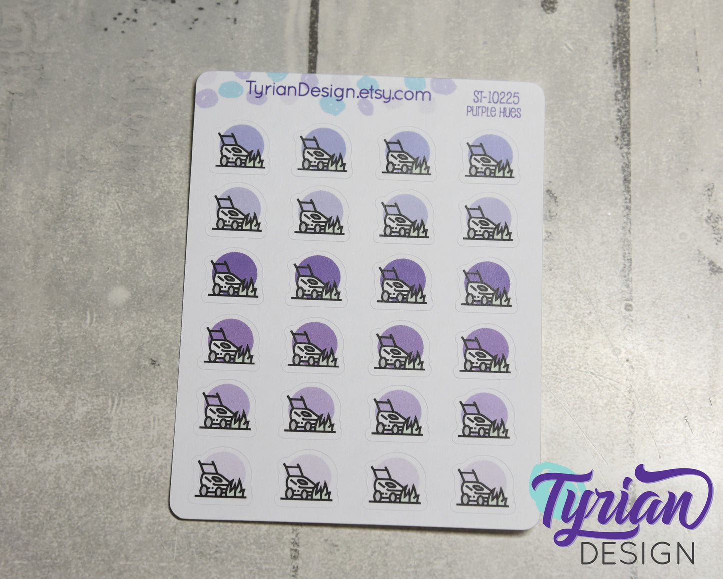 Lawn Mowing Icon Stickers | 24 Stickers |  .6 x .6" each.