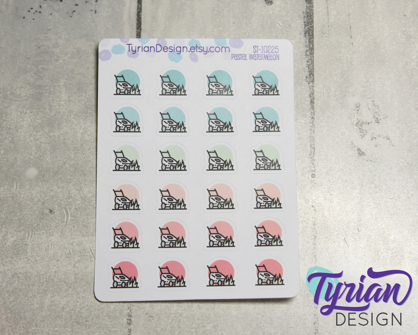 Lawn Mowing Icon Stickers | 24 Stickers |  .6 x .6" each.