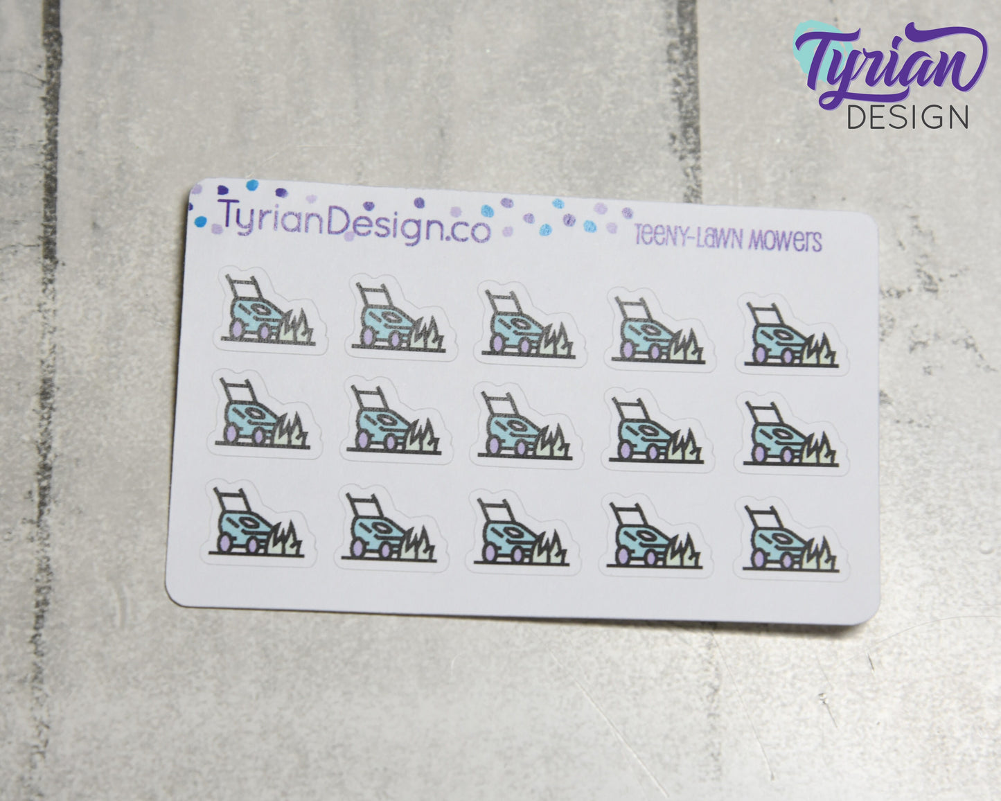 Lawn Mowing Icon Stickers |Tiny Lawn Mower on a mini sheet| Lawn Maintenance | Icon Sticker | pocket planning | White or Clear Matte