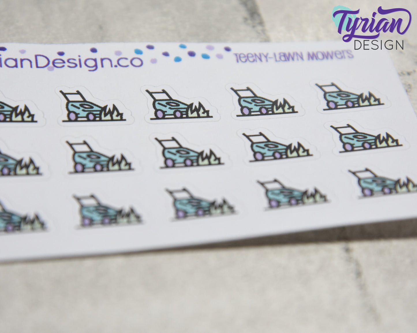 Lawn Mowing Icon Stickers |Tiny Lawn Mower on a mini sheet| Lawn Maintenance | Icon Sticker | pocket planning | White or Clear Matte