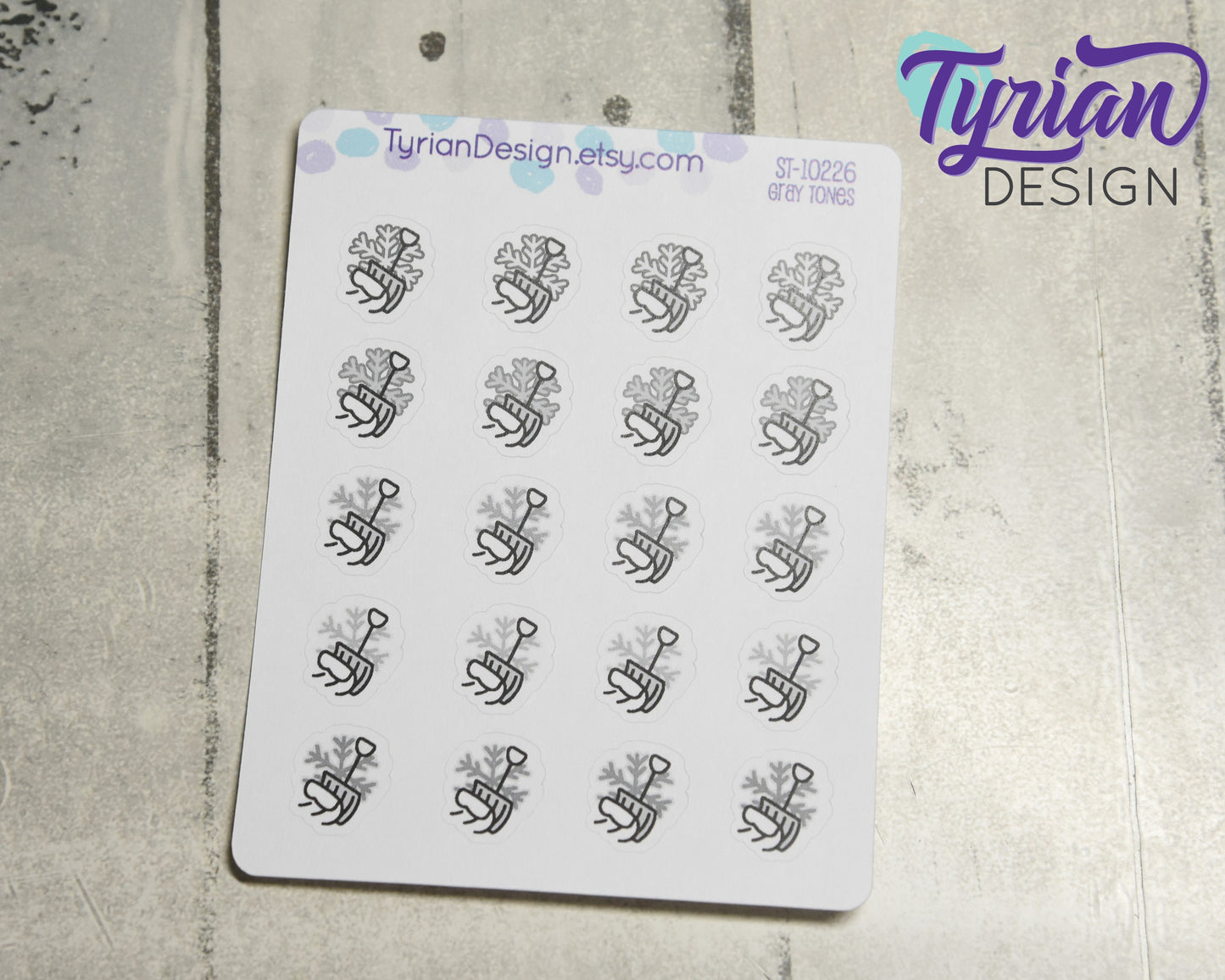 Snow shovel Icon Stickers | 20 Stickers |  .6 x .6" each.