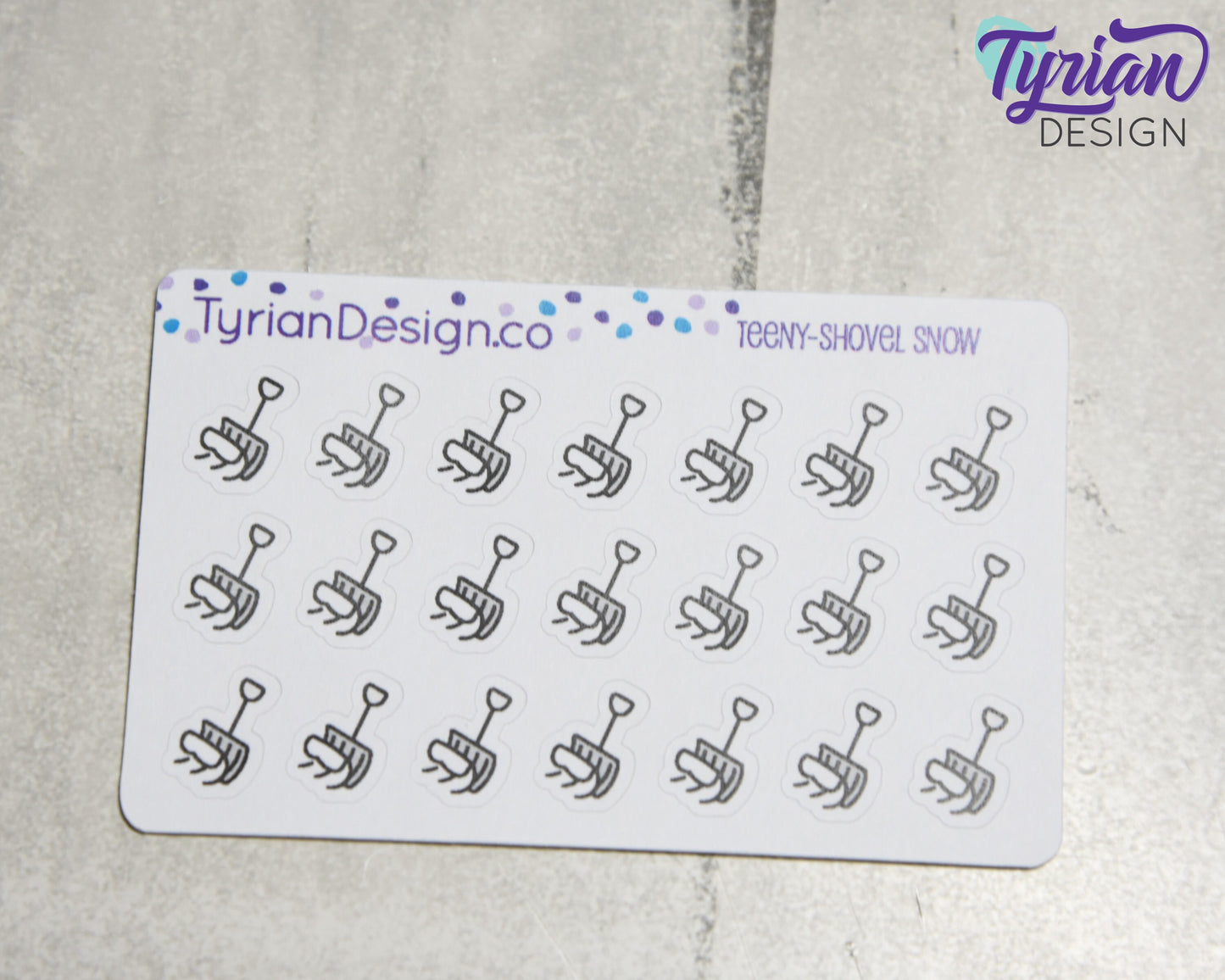 Snow Shoveling Icon Stickers |Tiny Snow Shovel on a mini sheet| Snow Removal | Icon Sticker | pocket planning | White or Clear Matte