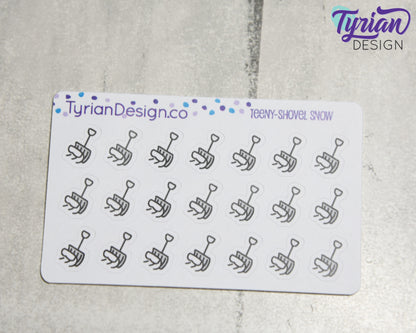 Snow Shoveling Icon Stickers |Tiny Snow Shovel on a mini sheet| Snow Removal | Icon Sticker | pocket planning | White or Clear Matte
