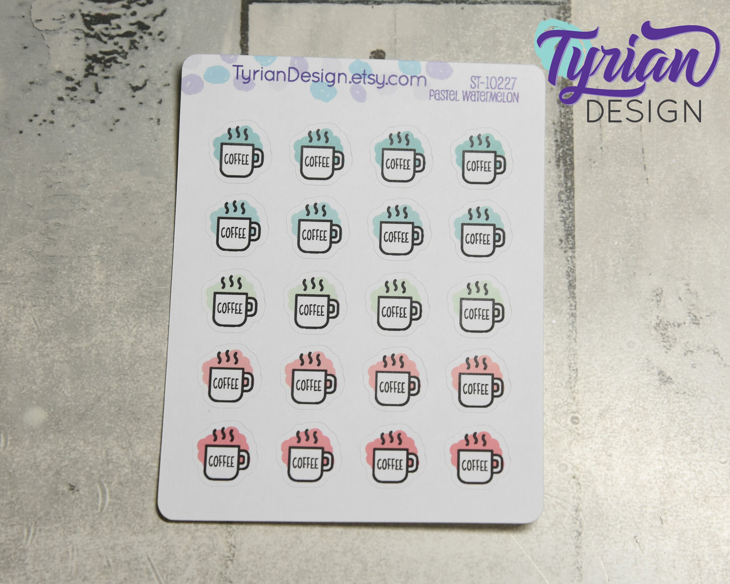 Coffee Icon Stickers |  20 Stickers | .6 x .6" each.