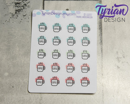 Coffee Icon Stickers |  20 Stickers | .6 x .6" each.