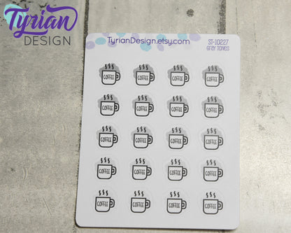 Coffee Icon Stickers |  20 Stickers | .6 x .6" each.