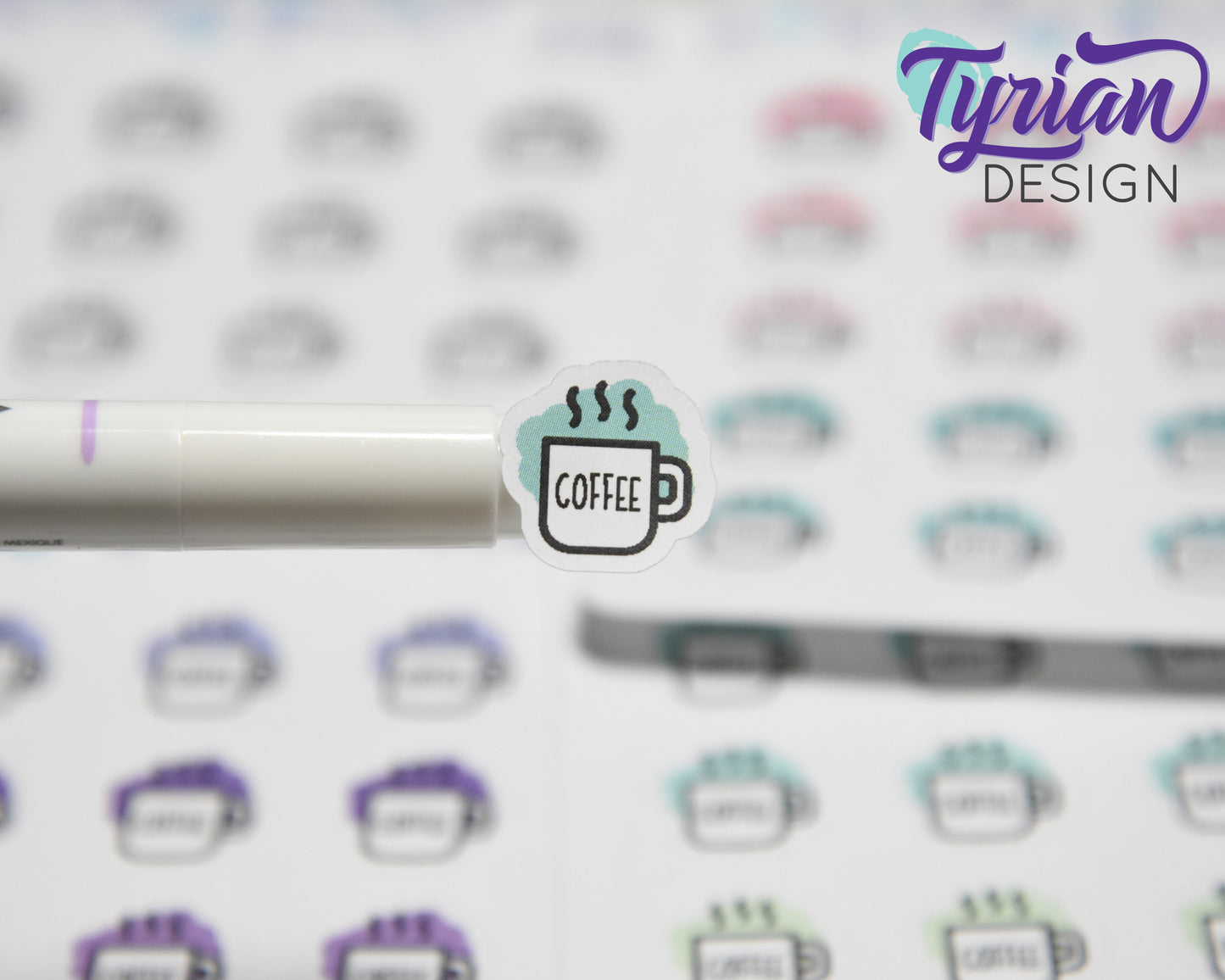 Coffee Icon Stickers |  20 Stickers | .6 x .6" each.