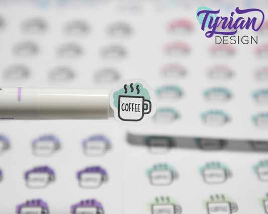 Coffee Icon Stickers |  20 Stickers | .6 x .6" each.