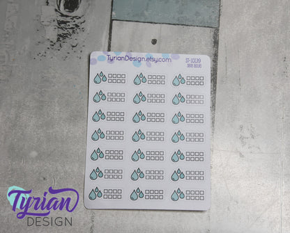 Water Tracking Icon Stickers | 21 Stickers | 1 x .5" each.