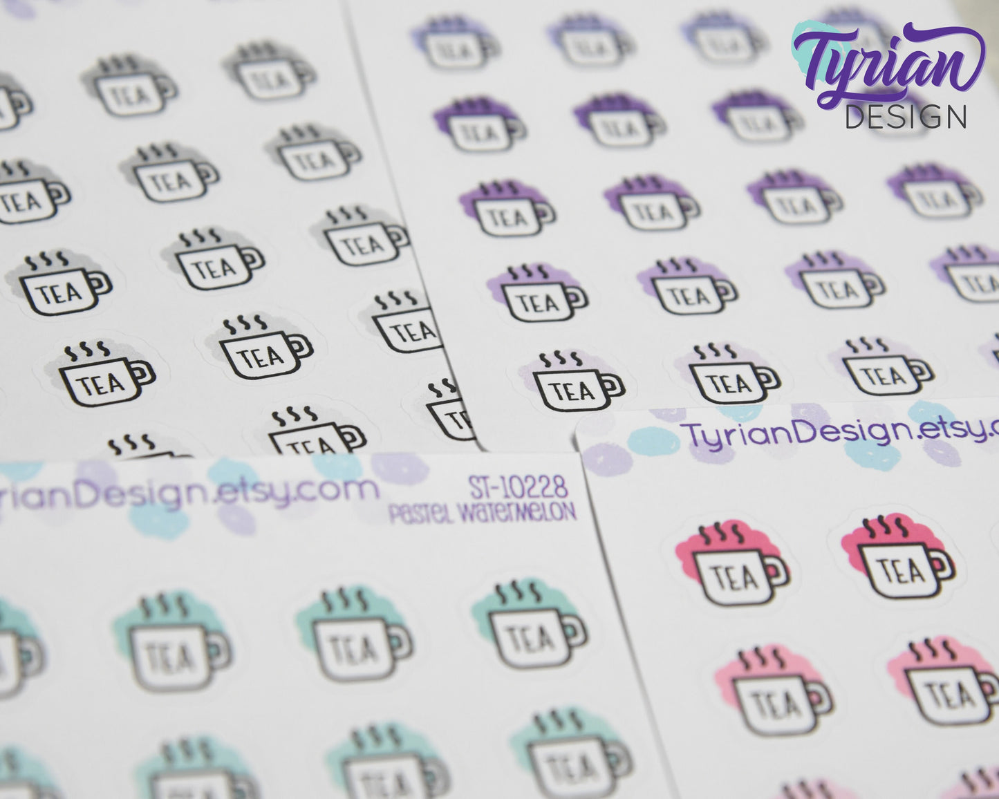 Tea Icon Stickers | 20 Stickers | .6 x .6" each.