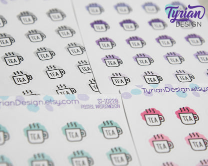 Tea Icon Stickers | 20 Stickers | .6 x .6" each.