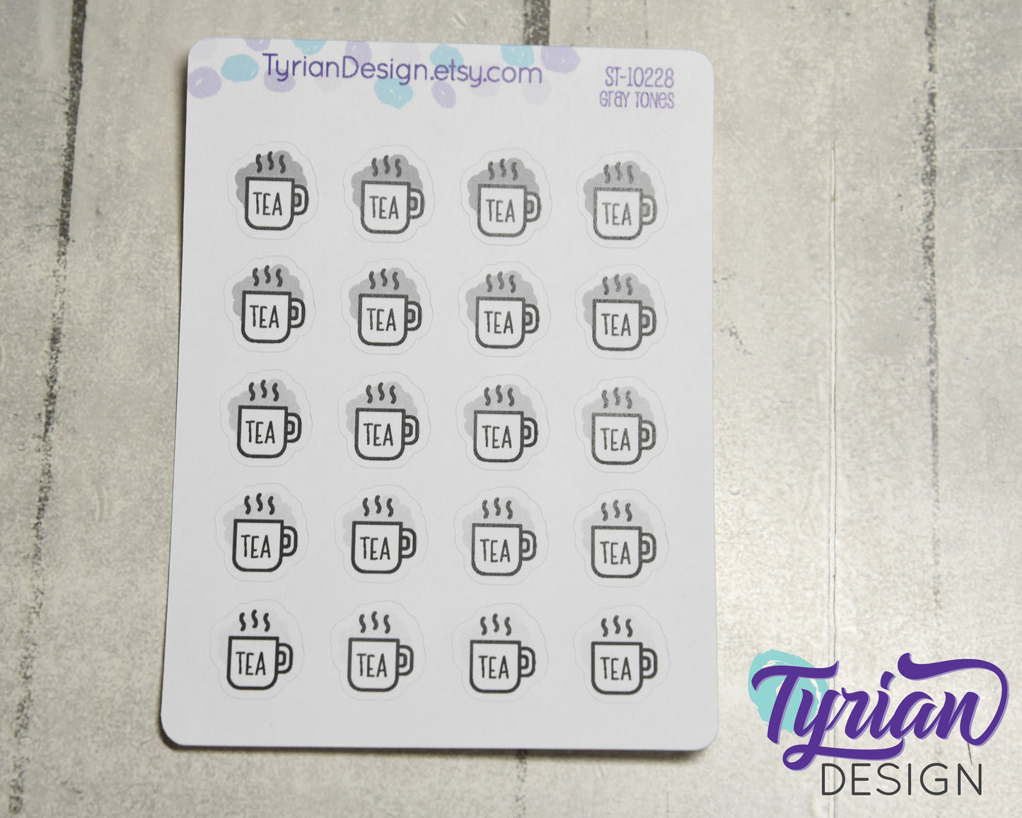 Tea Icon Stickers | 20 Stickers | .6 x .6" each.