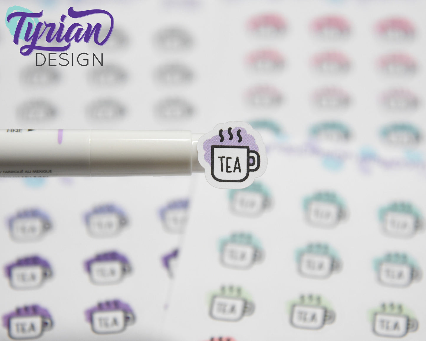 Tea Icon Stickers | 20 Stickers | .6 x .6" each.