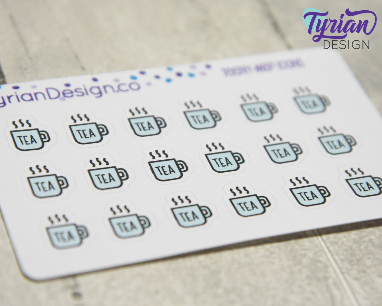 Tea Icon Stickers |Tiny Tea Cup on a mini sheet | Here's the Tea | Icon Sticker | pocket planning | White or Clear Matte