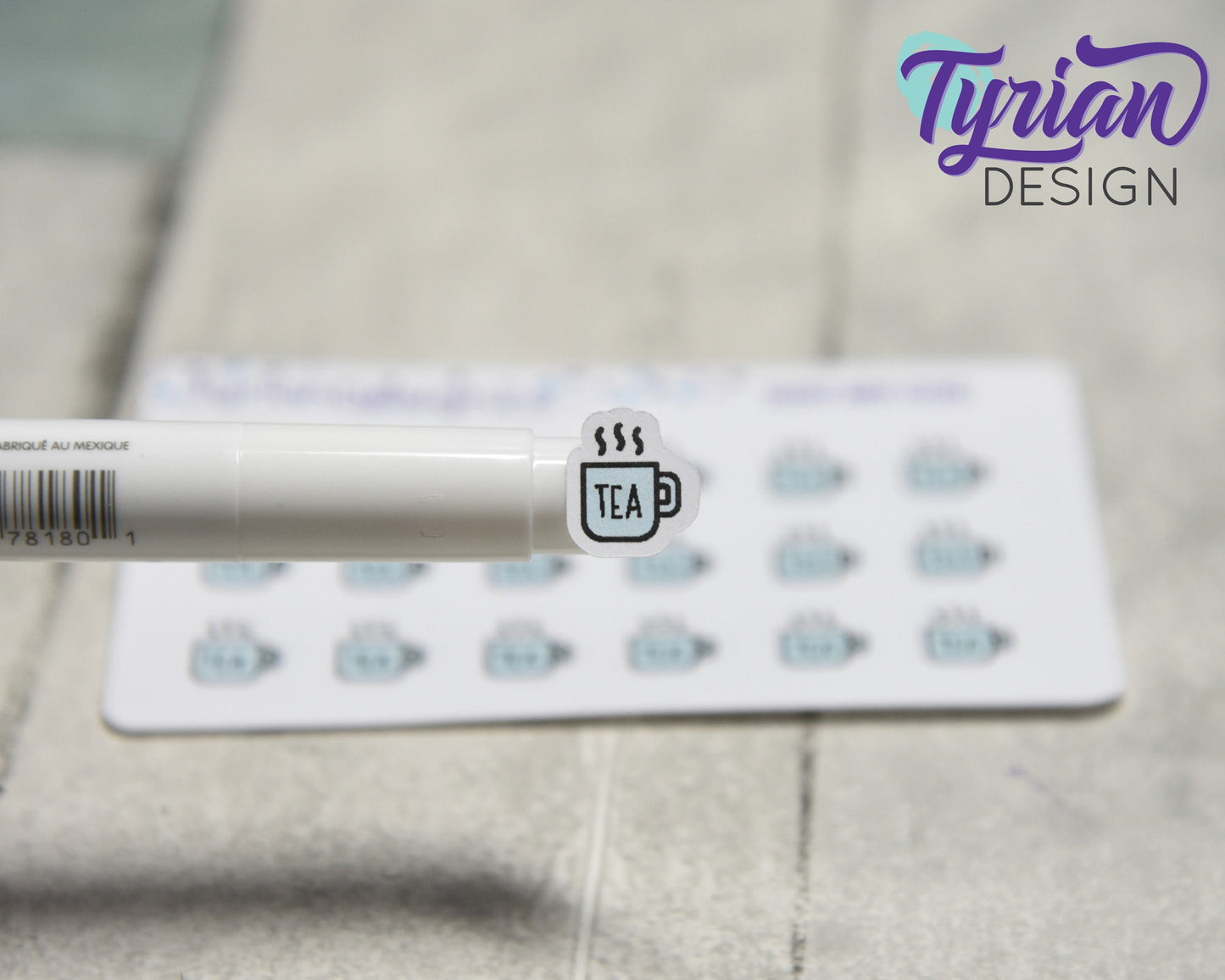 Tea Icon Stickers |Tiny Tea Cup on a mini sheet | Here's the Tea | Icon Sticker | pocket planning | White or Clear Matte