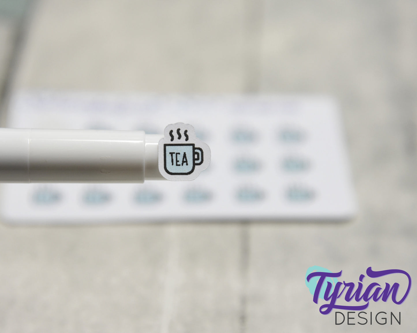 Tea Icon Stickers |Tiny Tea Cup on a mini sheet | Here's the Tea | Icon Sticker | pocket planning | White or Clear Matte