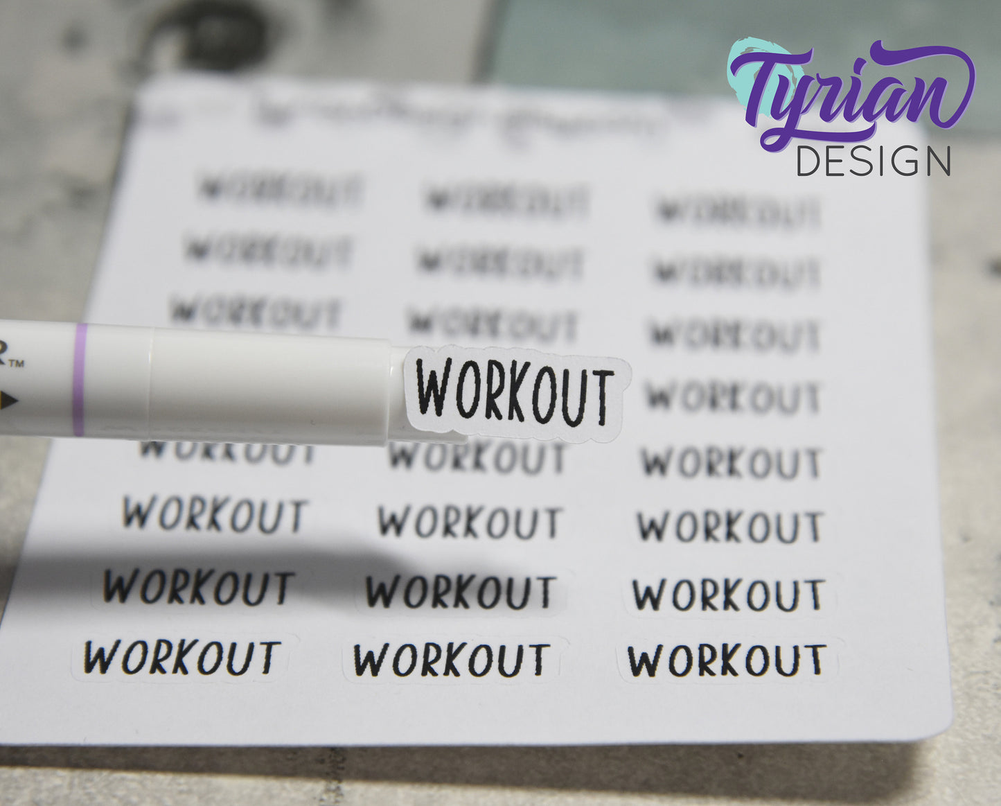 Workout Stickers | .83" x .35" each| 24 Stickers | Charley Font