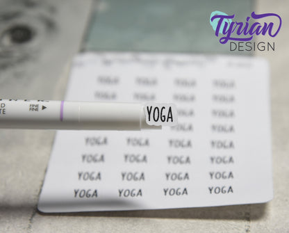 Yoga Stickers |  32 Stickers | .5" x .35" each | Charley Font