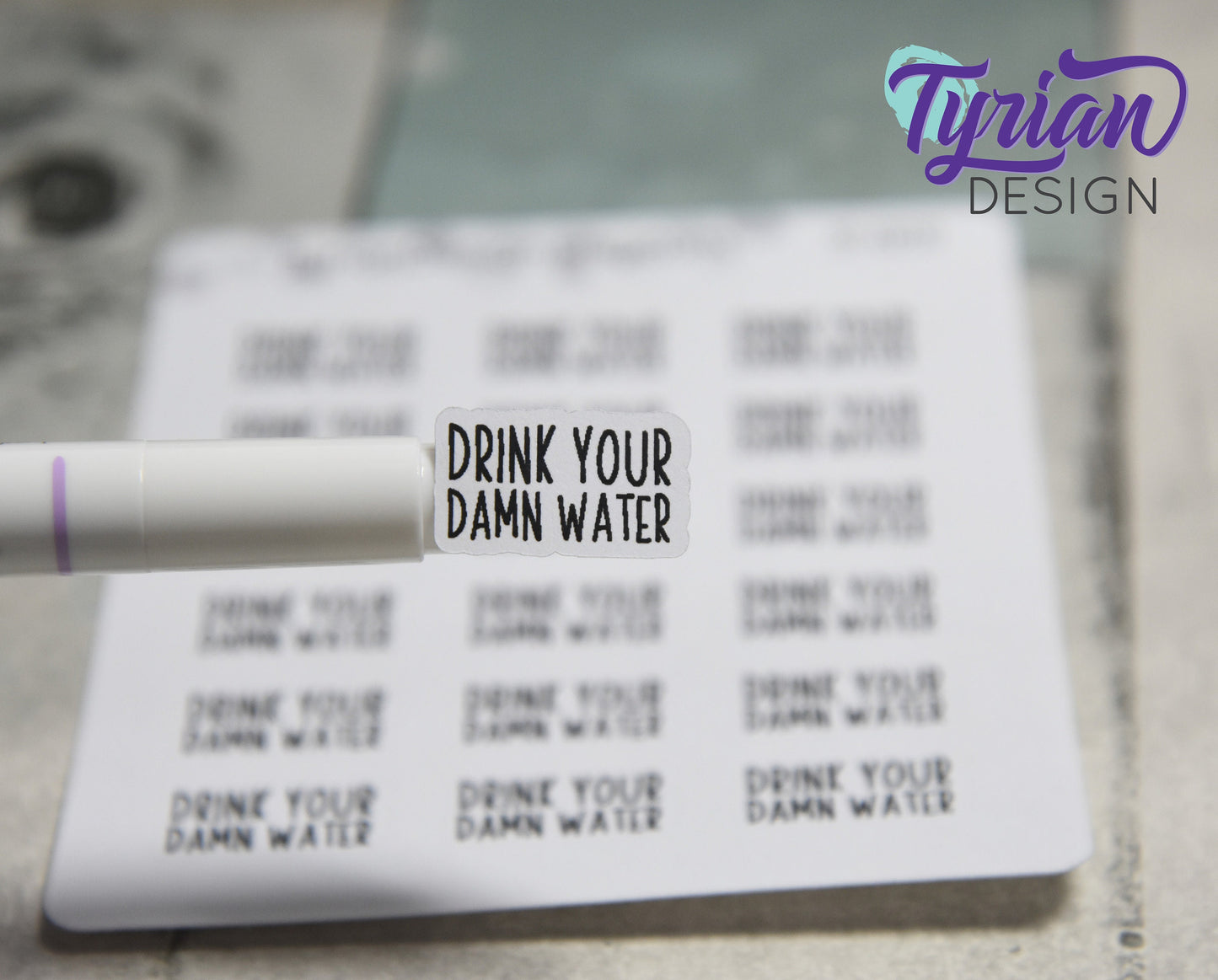 Drink your damn water Stickers | 18 Stickers | .8" x .5" each | Charley Font
