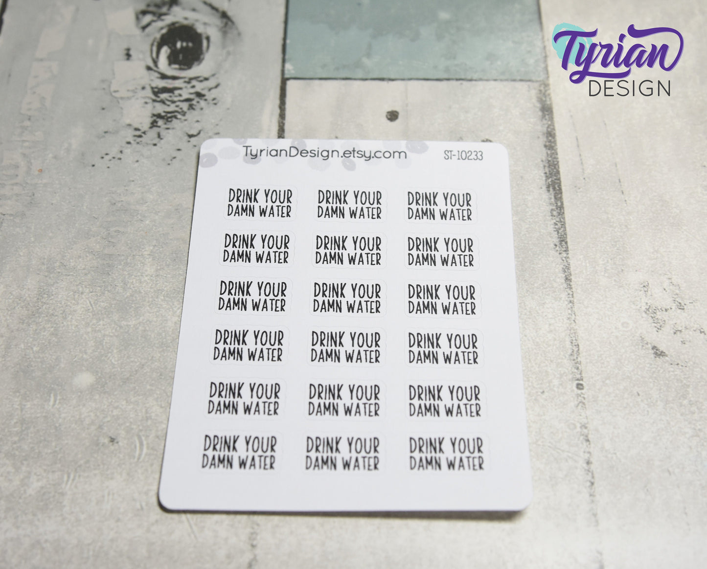 Drink your damn water Stickers | 18 Stickers | .8" x .5" each | Charley Font