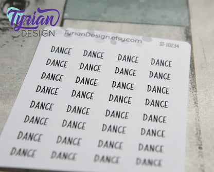 Dance Stickers |32 Stickers |  .6" x .35" each | Charley Font