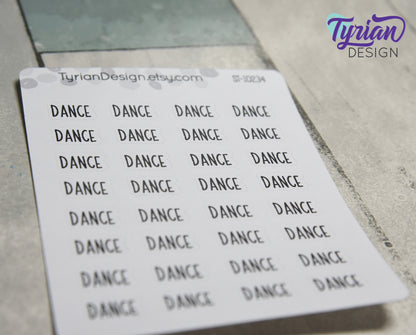 Dance Stickers |32 Stickers |  .6" x .35" each | Charley Font
