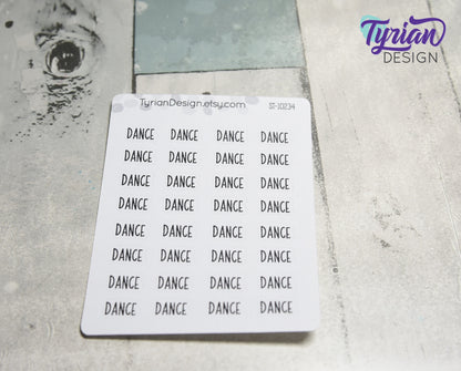 Dance Stickers |32 Stickers |  .6" x .35" each | Charley Font