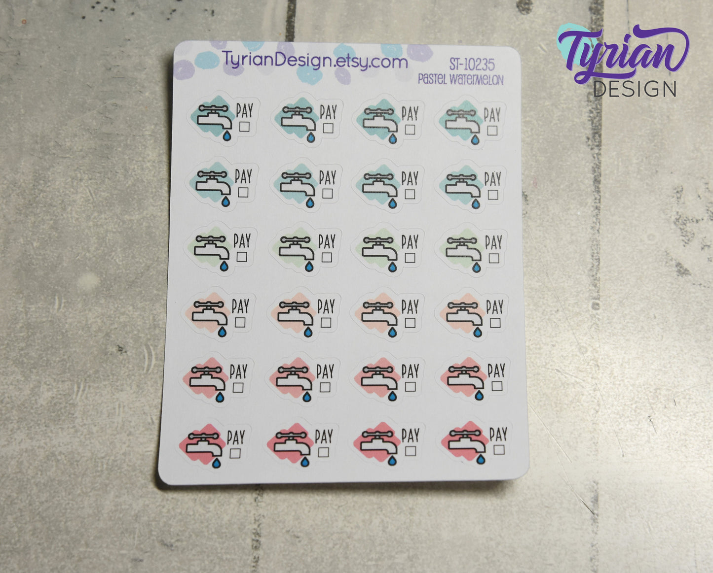 Water Payment Stickers | 24 Stickers | 75 x .5  each