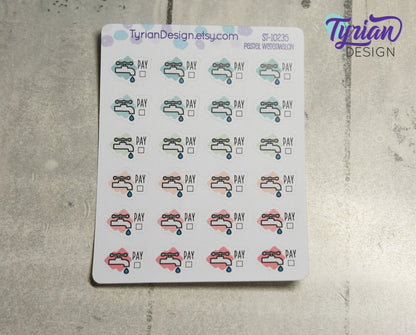 Water Payment Stickers | 24 Stickers | 75 x .5  each