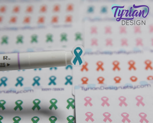 Mini Awareness Ribbon | 14 Stickers | .33" x .57"each