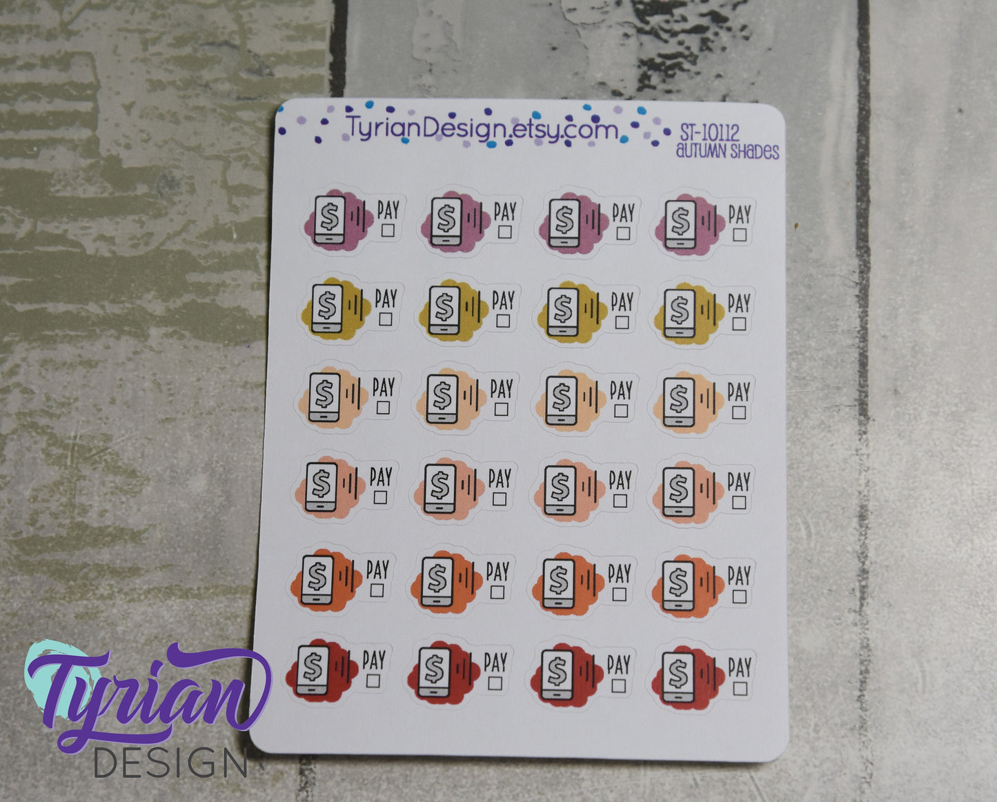 Cell Phone Payment Stickers | 24 Stickers | .75 x .5  each