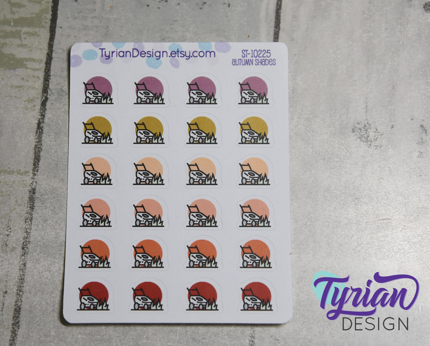 Lawn Mowing Icon Stickers | 24 Stickers |  .6 x .6" each.