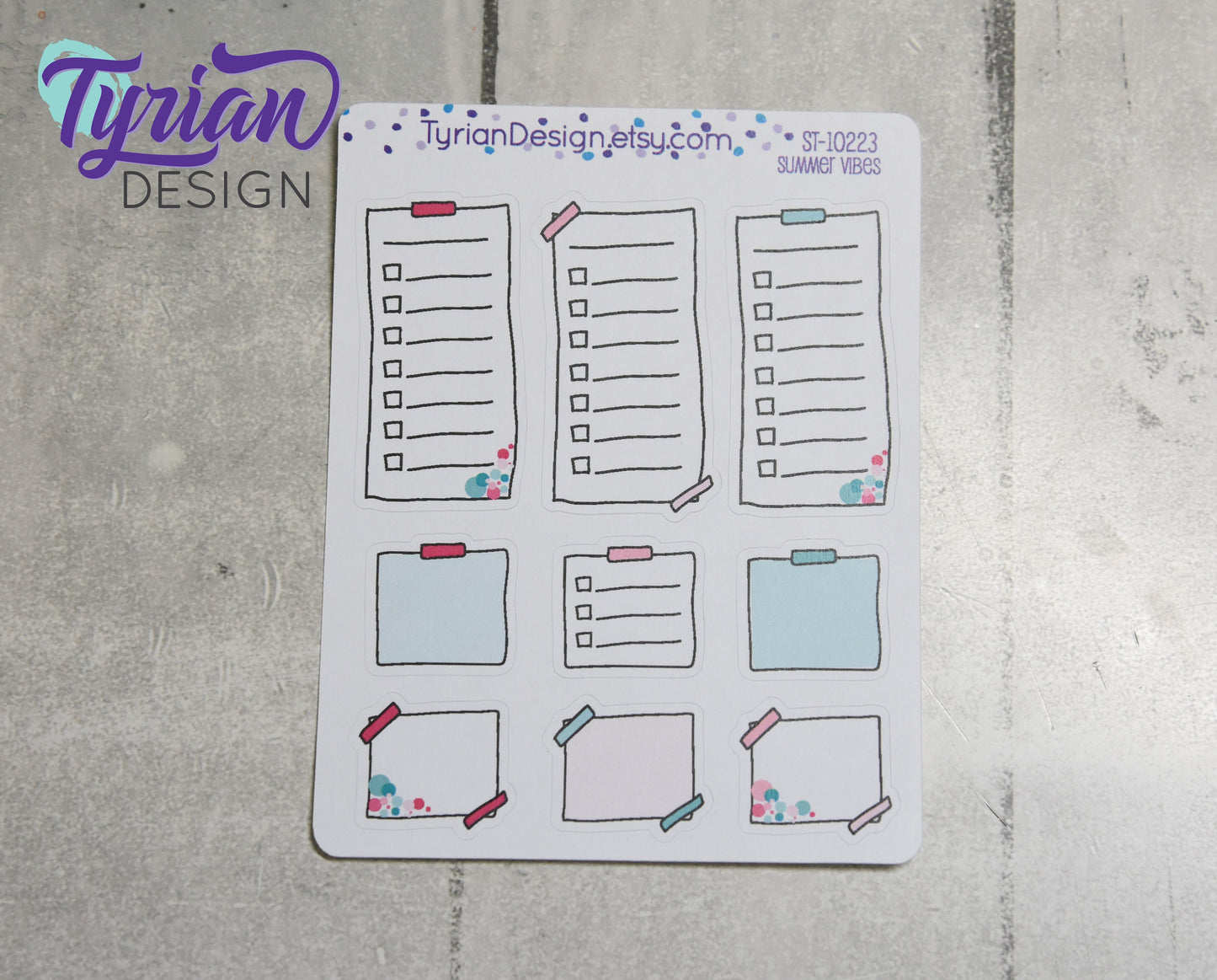 List Sticky Note Stickers | Different color options | Hand Drawn stickers | Layering Stickers | Over washi stickers | White Matte