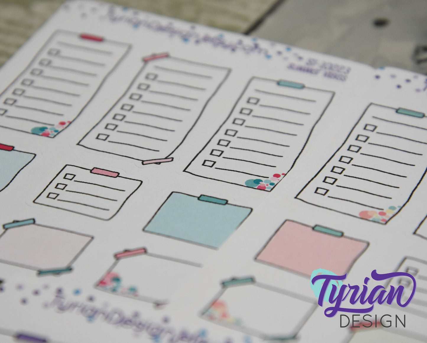 List Sticky Note Stickers | Different color options | Hand Drawn stickers | Layering Stickers | Over washi stickers | White Matte