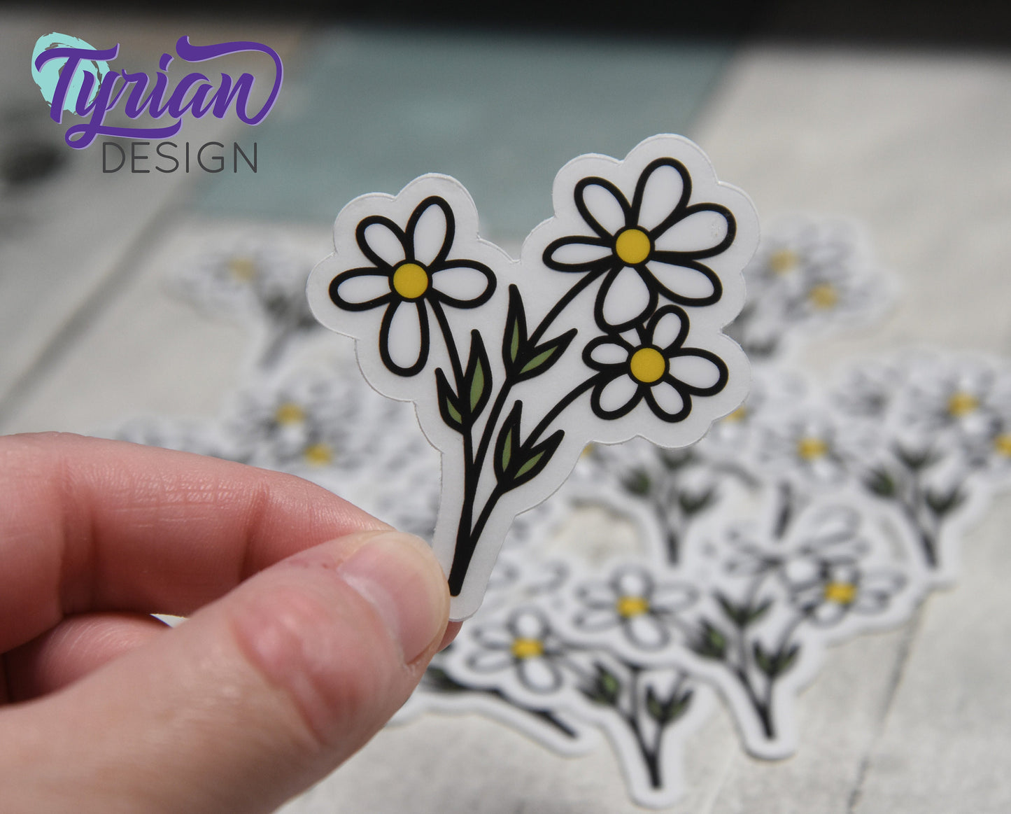 Wild Daisies Clear Vinyl Sticker | 2.25" x 2"