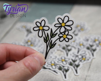 Wild Daisies Clear Vinyl Sticker | 2.25" x 2"
