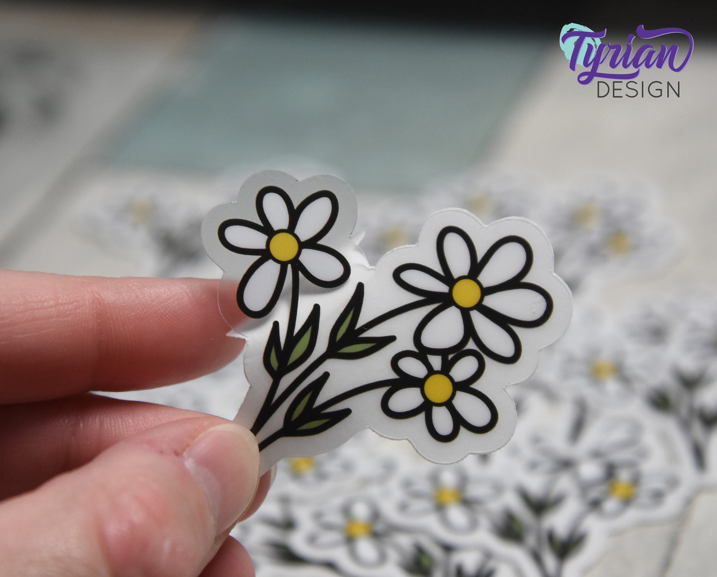 Wild Daisies Clear Vinyl Sticker | 2.25" x 2"