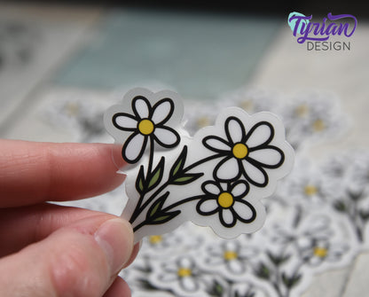 Wild Daisies Clear Vinyl Sticker | 2.25" x 2"