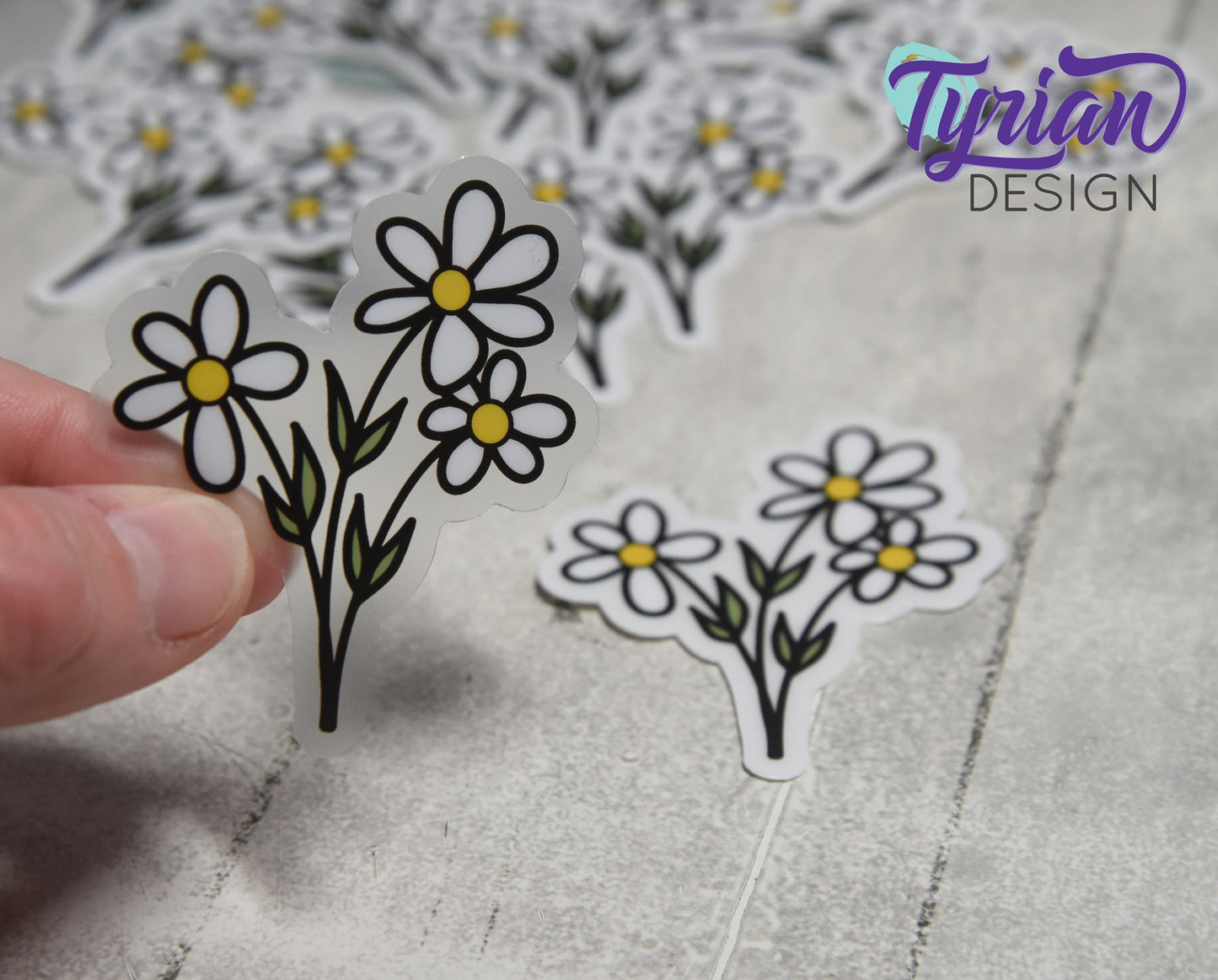 Wild Daisies Clear Vinyl Sticker | 2.25" x 2"