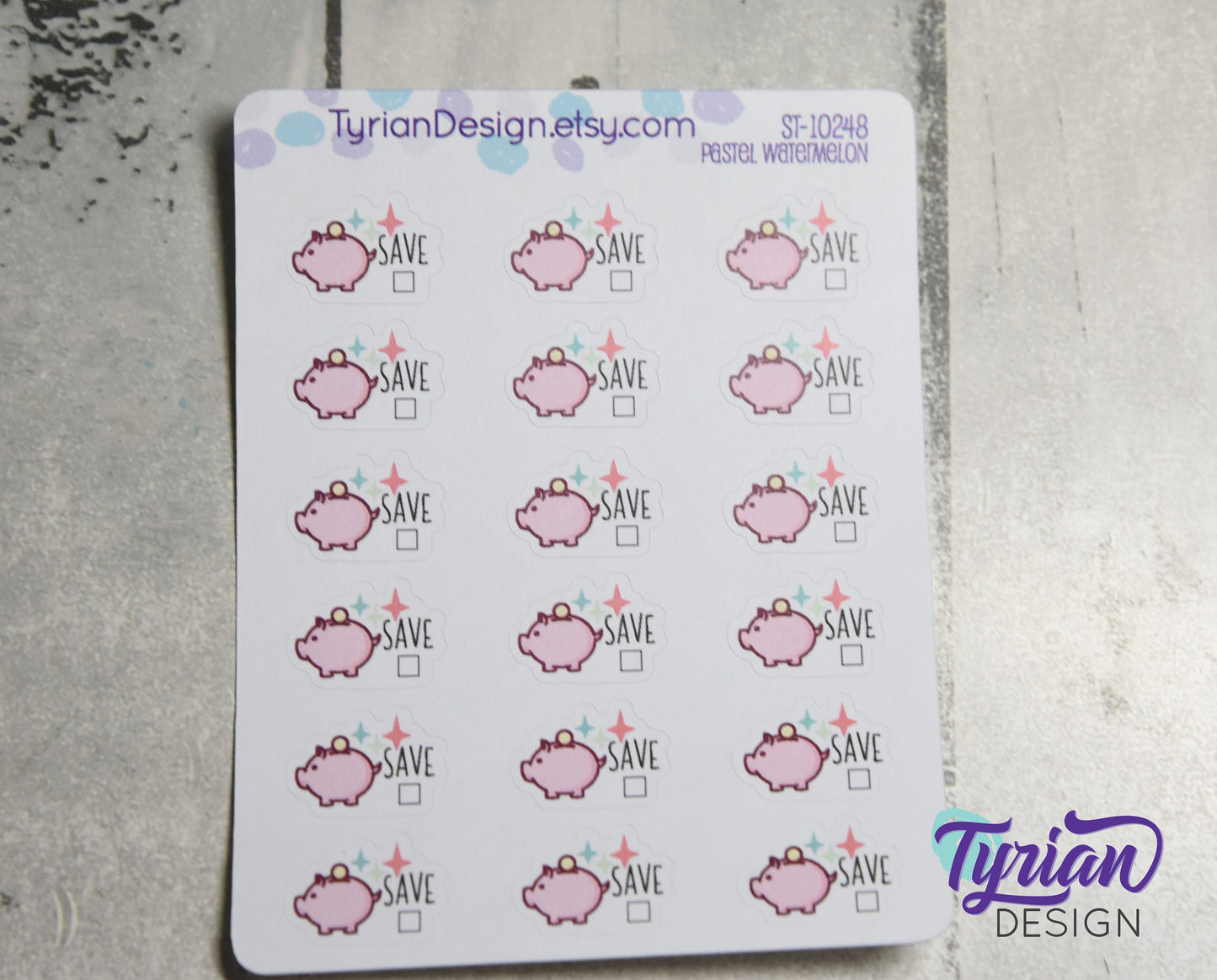 Piggy Bank Stickers | 18 Stickers | .8 x .57 each