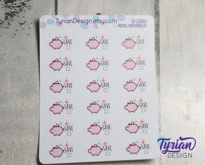 Piggy Bank Stickers | 18 Stickers | .8 x .57 each