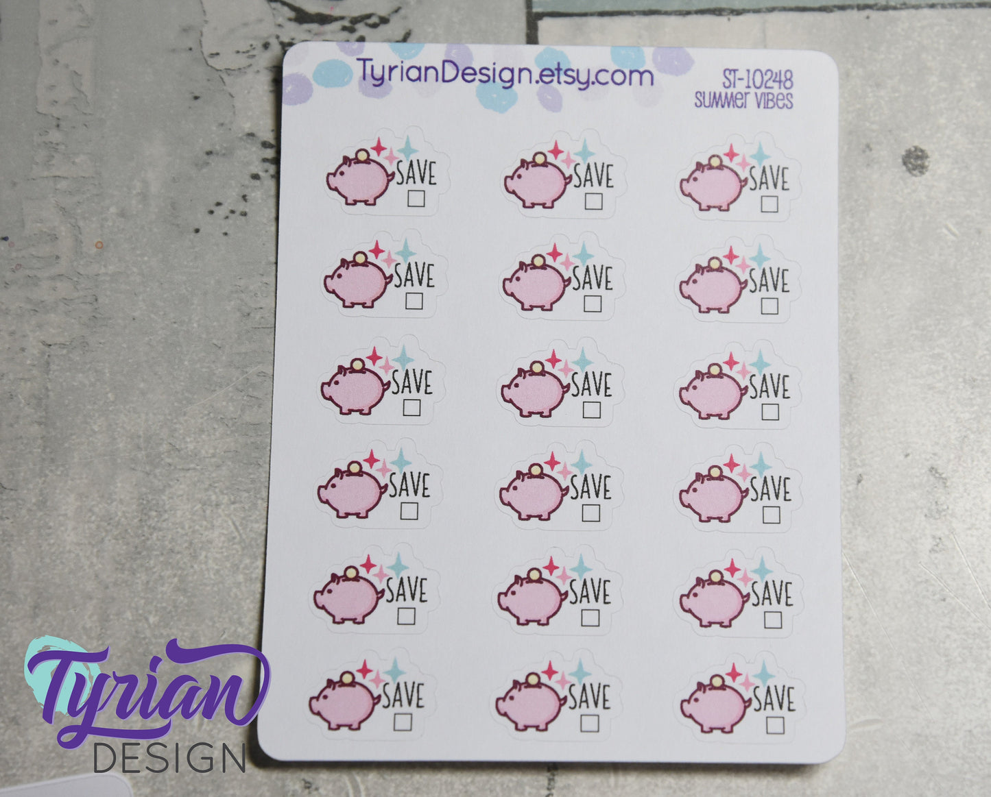 Piggy Bank Stickers | 18 Stickers | .8 x .57 each