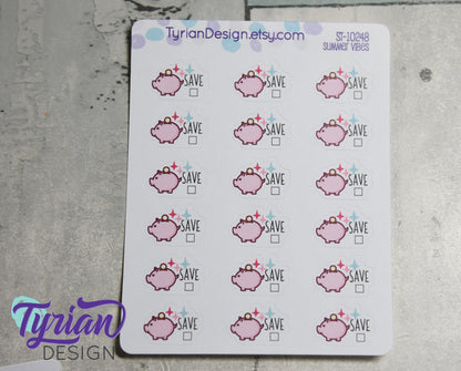 Piggy Bank Stickers | 18 Stickers | .8 x .57 each