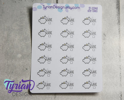 Piggy Bank Stickers | 18 Stickers | .8 x .57 each