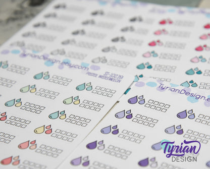 Water Tracking Icon Stickers | 21 Stickers | 1 x .5" each.