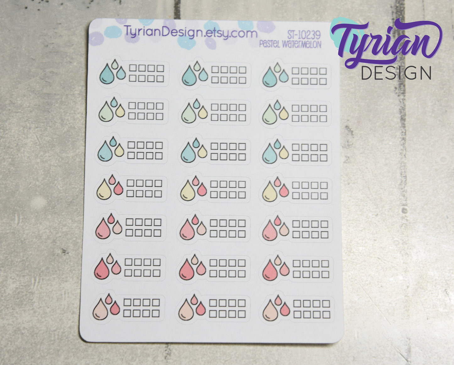 Water Tracking Icon Stickers | 21 Stickers | 1 x .5" each.